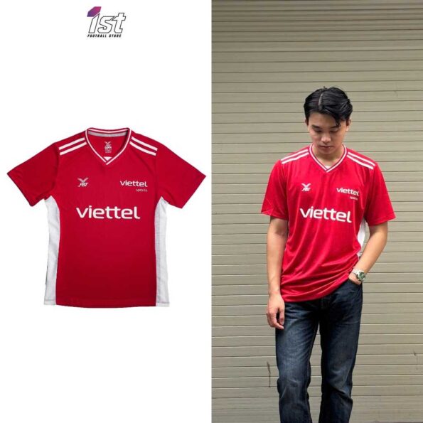 Áo thi đấu CLB Viettel 2021 FBT Thái Lan chính hãng màu đỏ trắng (1)