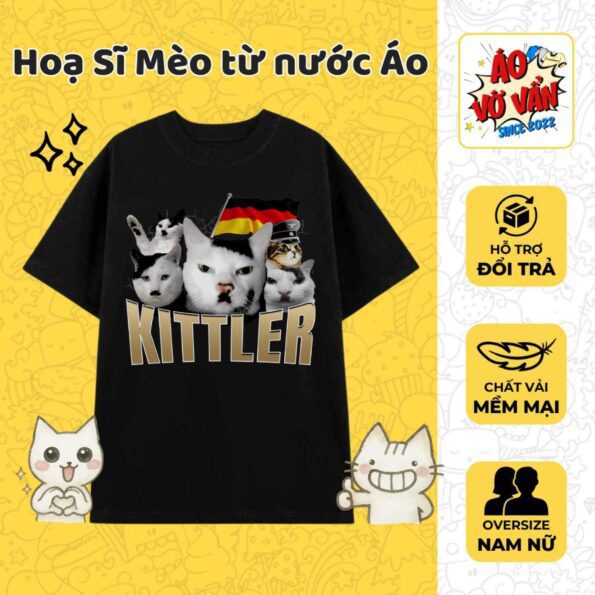 Áo thun Kittler Adolf Đẳng Cấp Nazis Mèo Nước Áo