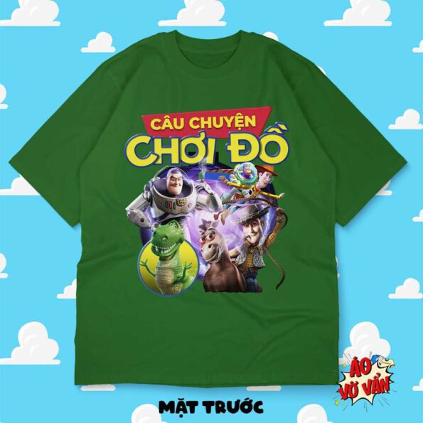 Áo thun câu chuyện chơi đồ áo vớ vẩn màu xanh lá