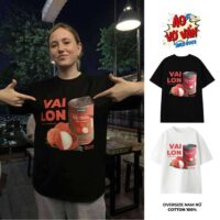 Áo thun vai lon lychee canned cotton nhiều màu đen trắng