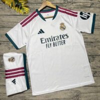 Bộ Quần Áo Bóng Đá Real Madrid 2026 Màu Trắng Kẻ Viền Đỏ (5)