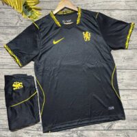 Bộ quần áo bóng đá Chelsea 2026 màu đen full logo thêu vàng (2)