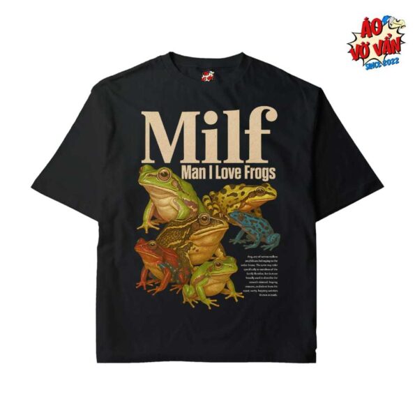 Milf Man I Love Frogs, Áo thun thích chơi ếch hài hước đen (4)