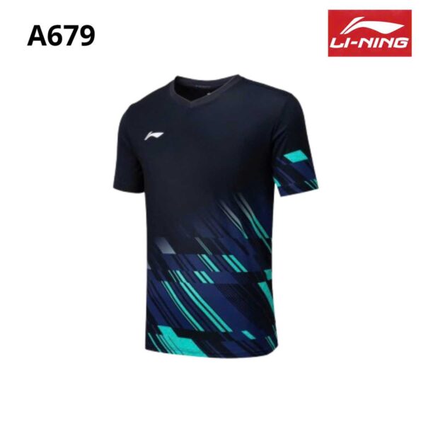 Áo Thun Thể Thao Không Cổ Li-Ning Chính Hãng đen xanh ngọc A679