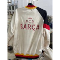 Áo khoác nỉ nỏng barca trắng tay đen cam (2)