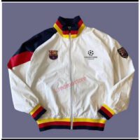 Áo khoác nỉ nỏng barca trắng tay đen cam (2)