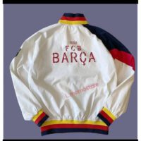 Áo khoác nỉ nỏng barca trắng tay đen cam (2)