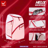 Ba lô túi hộp thể thao helix wika đựng vợt pickleball nhiều màu trắng hồng