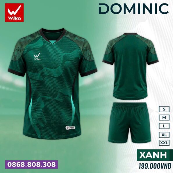 Bộ Thể Thao Đá Bóng Wika Dominic Chính Hãng nhiều màu xanh lá