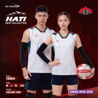 Bộ quần áo bóng chuyền Hati Beyono size nam nữ chính hãng màu trắng đen