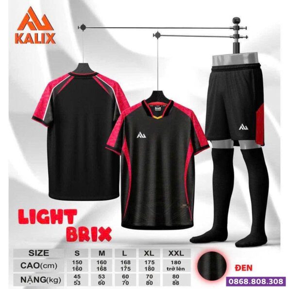 Bộ quần áo bóng đá Kalix light brix màu đen