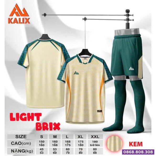 Bo quan ao bong da Kalix light brix mau kem vang be