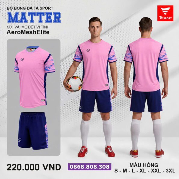 Bộ quần áo bóng đá TA Sport Matter chính hãng vải Aero Mesh Elite hồng xanh