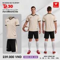 Bộ quần áo bóng đá TA Sport TA30 chính hãng vải Aero Mesh Elite màu vàng be