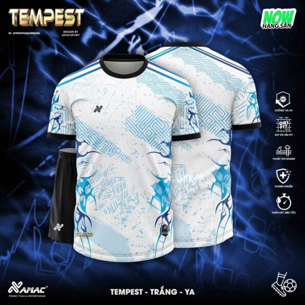 Bộ quần áo bóng đá Tempest Amac Lửa Cháy chính hãng nhiều màu trắng xanh