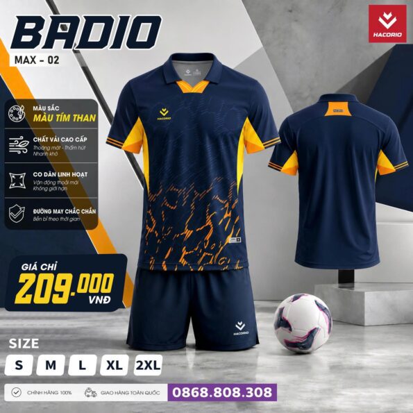 Bộ quần áo bóng đá HACORIO BADIO nhiều màu xanh tím than