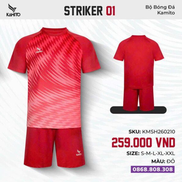 Áo bóng đá Kamito Striker 01 chính hãng màu đỏ