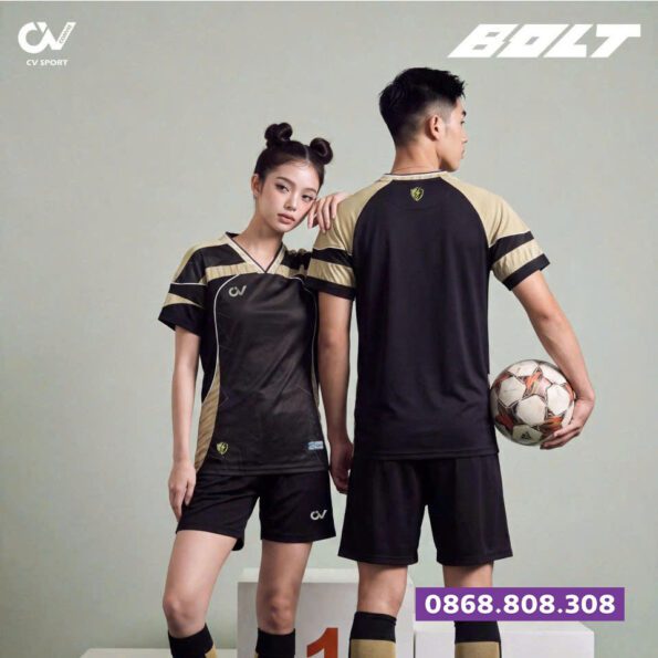 Bộ Quần Áo Bóng Đá BOLT CV Sport Nam Nữ màu đen (2)