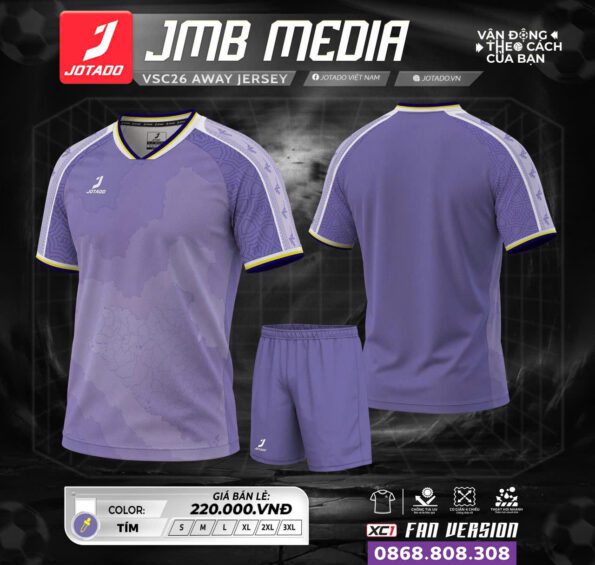 Bộ quần áo Jotado JMB Media đồng phục bóng đá tím