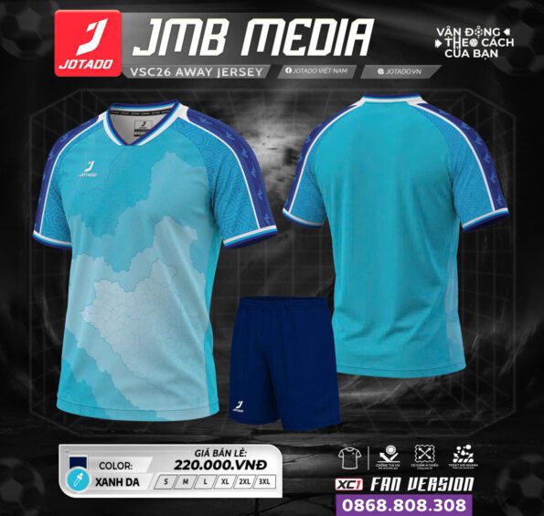 Bộ quần áo Jotado JMB Media đồng phục bóng đá xanh blue