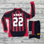 Bộ quần áo bóng đá AC Milan dài tay màu trắng viền đỏ (2)