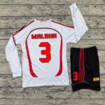 Bộ quần áo bóng đá AC Milan dài tay màu trắng viền đỏ (2)