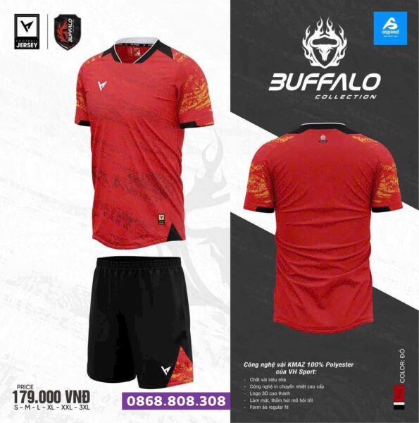 Bộ quần áo bóng đá Buffalo chính hãng VH Sport Aspeed đỏ