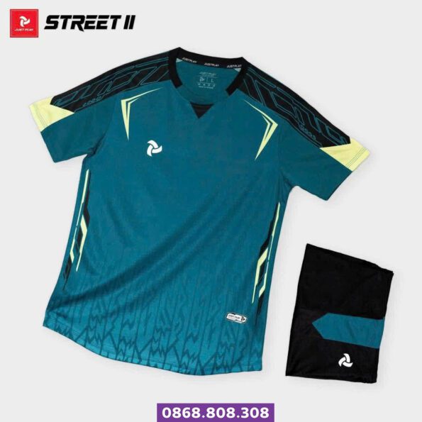 Bộ quần áo bóng đá Justplay Street II xanh cổ vịt (1)