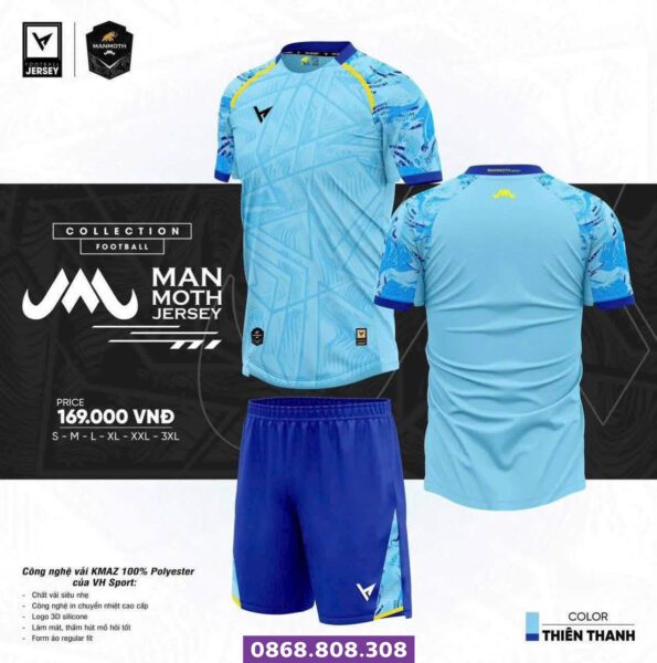 Bộ quần áo bóng đá Manmoth chính hãng VH Sport blue