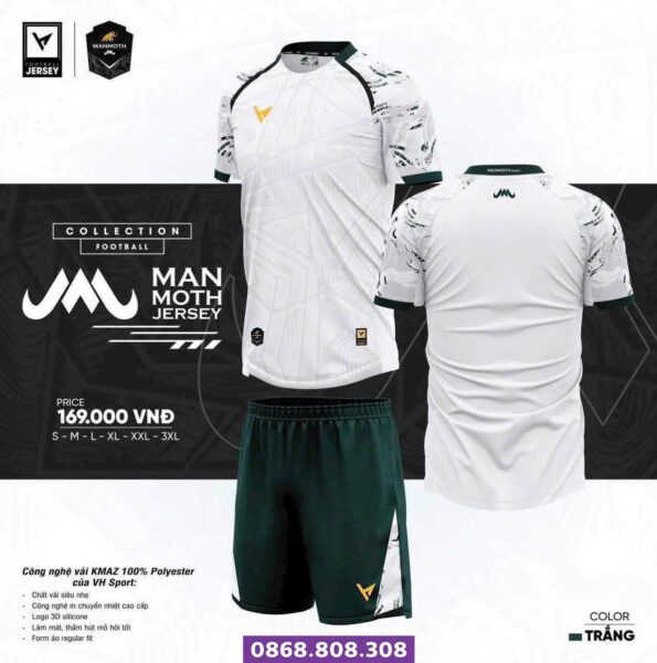Bo quan ao bong da Manmoth chinh hang VH Sport trang