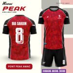 Bộ quần áo bóng đá Peak Amac Chính Hãng Vải Mè Caro trắng xanh