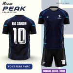 Bộ quần áo bóng đá Peak Amac Chính Hãng Vải Mè Caro trắng xanh