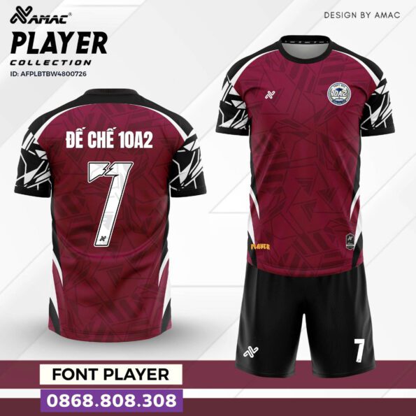 Bộ quần áo bóng đá Player Amac Chính Hãng Vải Mè đỏ đô