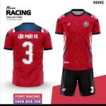 Bộ quần áo bóng đá Racing Amac Chính Hãng Vải Mè lộc phát fc màu đỏ đô