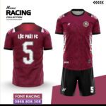 Bộ quần áo bóng đá Racing Amac Chính Hãng Vải Mè lộc phát fc màu đỏ đô