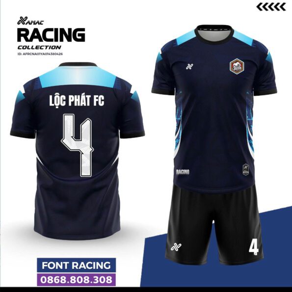 Bộ quần áo bóng đá Racing Amac Chính Hãng Vải Mè lộc phát fc màu xanh than