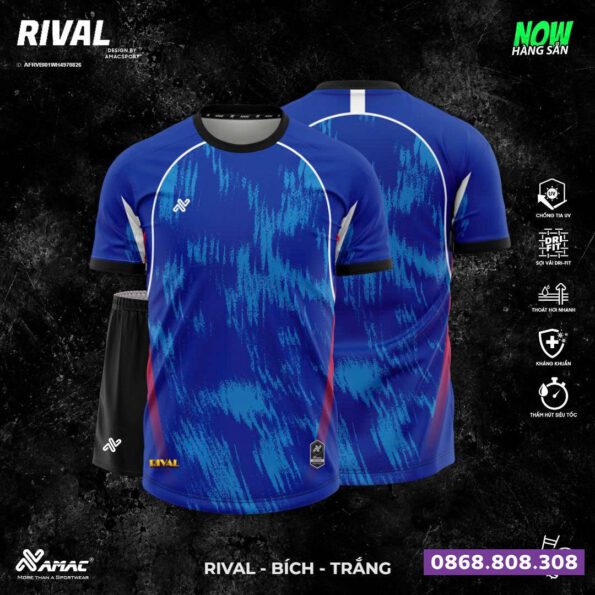 Bộ quần áo bóng đá Rival Amac Chính Hãng xanh bích