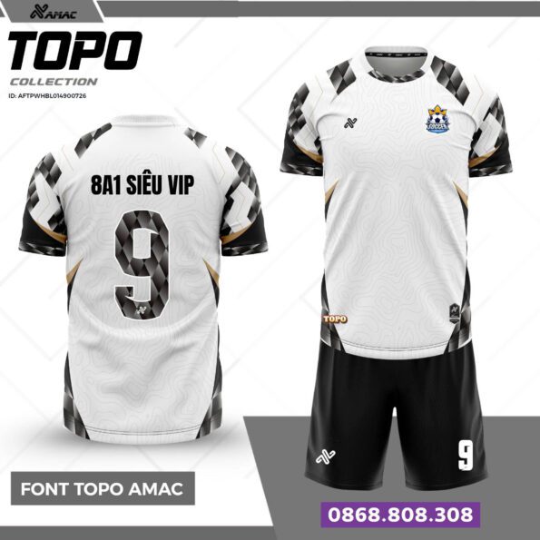 Bộ quần áo bóng đá TopoAmac Chính Hãng Vải Mè 8a1 siêu vip màu trắng đen