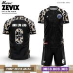 Bộ quần áo bóng đá Zevix Amac Chính Hãng Vải Mè Caro đỏ