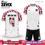 Bộ quần áo bóng đá Zevix Amac Chính Hãng Vải Mè Caro đỏ
