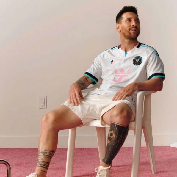 Bộ quần áo bóng đá inter miani sân khách trắng 2026 messi 10 logo hồng thêu bản player (1)