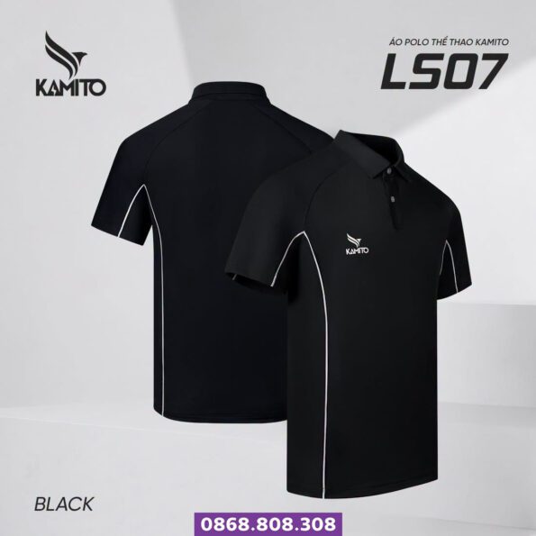 áo thun polo có cổ kamito Ls07 chính hãng đen