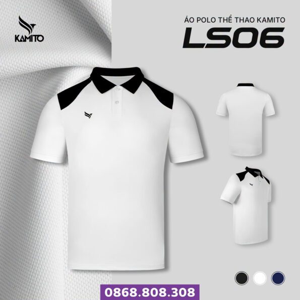 áo thun polo có cổ kamito ls06 chính hãng trắng
