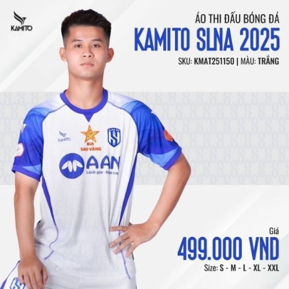 Bộ Quần Áo Bóng Đá CLB SLNA 2025 Cổ Bẻ trắng