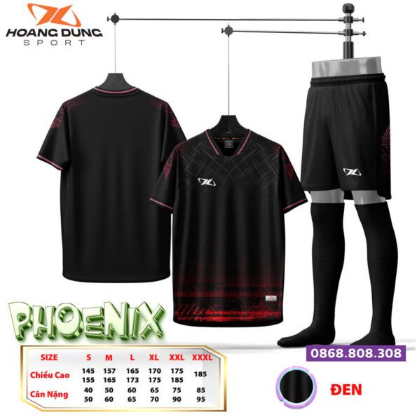 Bộ quần áo bóng Hoang Dung Sport Phoenix đen