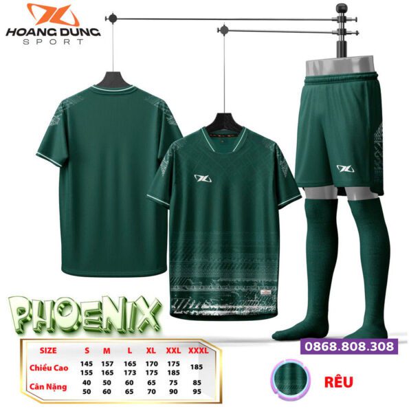 Bộ quần áo bóng Hoang Dung Sport Phoenix rêu