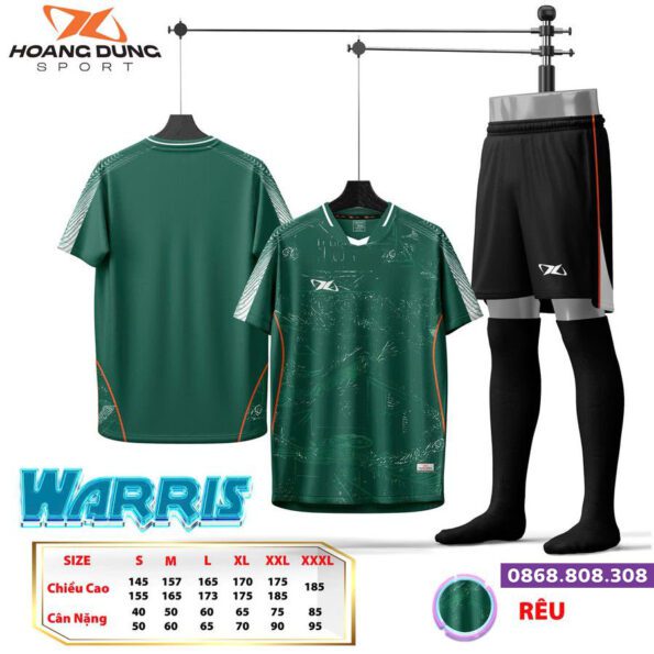Bộ quần áo bóng Hoang Dung Sport Warris rêu