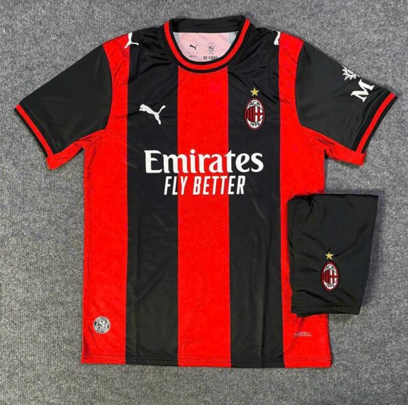 Bộ quần áo bóng đá AC Milan sân nhà 2026 2027 đen sọc đỏ (2)