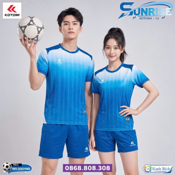 Bộ quần áo bóng đá Kotomi Sunrise 12 chính hãng cổ tròn nhiều màu blue