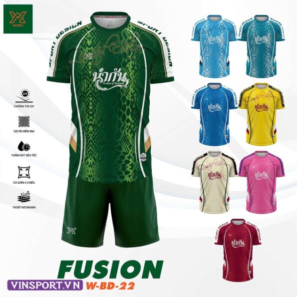 Bộ quần áo thể thao Warra Fusion W-BD-22 màu xanh lá cây và các màu sắc tùy chọn khác